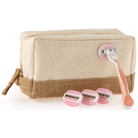 Grand sac pochette de maquillage écologique avec logo personnalisé cosmétique de voyage en coton jute pour trousse de toilette toile de coton uni à fermeture éclair