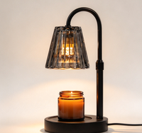 Lampe chauffe-bougie avec minuterie et variateur d'intensité - Cadeaux d'anniversaire pour femmes, décoration de chambre, abat-jour en verre gris fumé