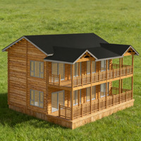 Casa de Madera Europea, Villa de Madera, Cabaña de Troncos de 2 Pisos, Casa Prefabricada