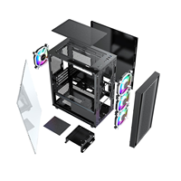 Casing komputer kaca Tempered Pc, Casing Gaming magnetik, Casing komputer Pc MAtx Filter debu untuk Desktop