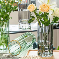 Centre de table de mariage de luxe Nordic Gold, vase en verre transparent moderne pour la décoration de la maison, utilisation sur table, marque XINJIAQIN, modèle X-H105