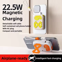 Power Bank portabel Mini 10000mAh 15W, pengisi daya nirkabel colokan AC 22.5w dengan pegangan magnetik kapasitas besar, pengisi daya Cepat