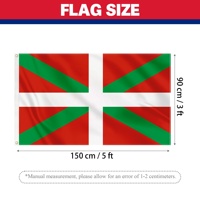 Drapeau basque Ikurrina personnalisé OEM 90x150cm en polyester pour décoration extérieure, imprimé recto-verso, bannière 3x5ft pour événements culturels