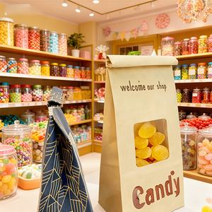 Papier kraft brun anti-graisse pour emballage alimentaire, bonbons, pop-corn, biscuits, pain, avec fenêtre transparente et couvercle ouvrable - Product Image 4