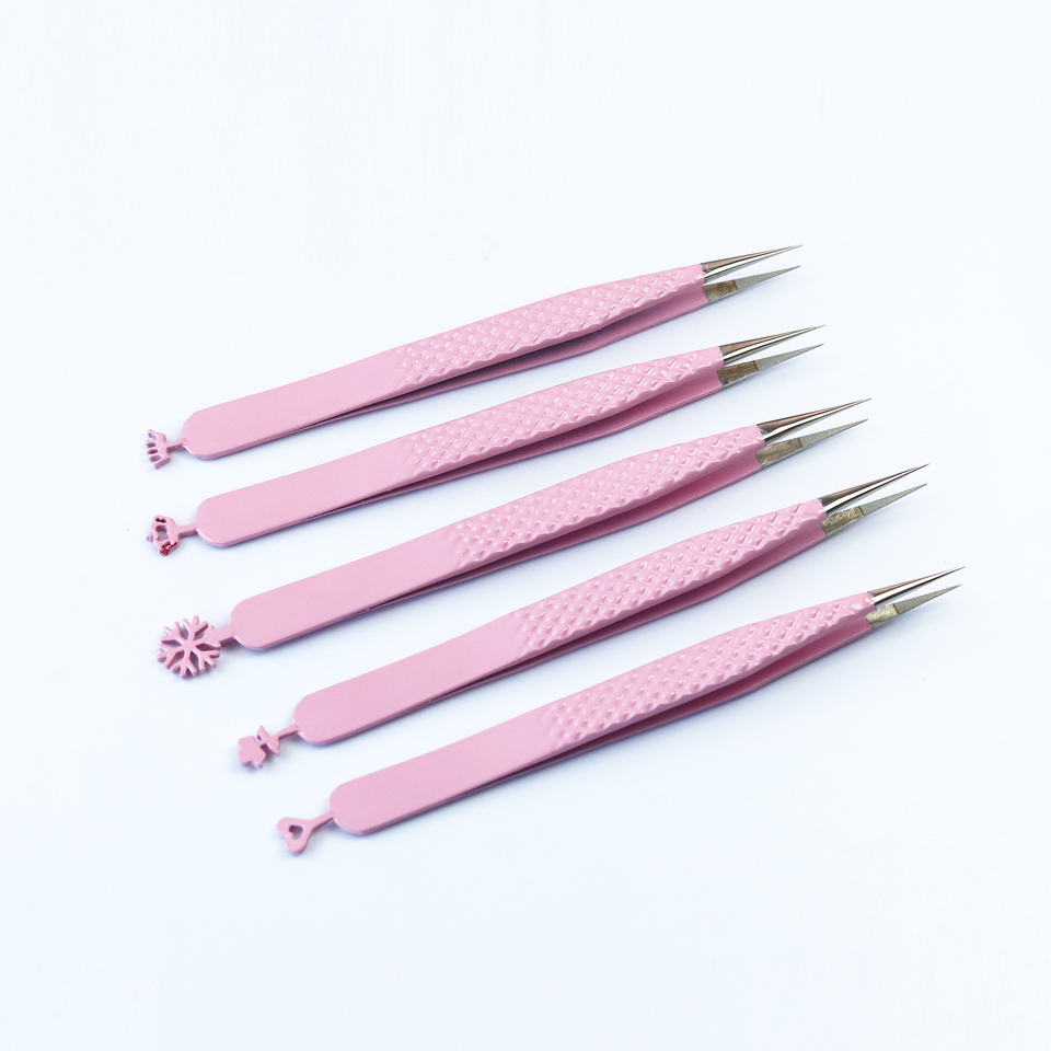Private Label Wholesale Best Selling Volume Eyelash Tweezers Fiber Tip Tweezer Isolation Box Packing Eyelashes Extension Tweezer