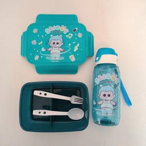 เบนโตะสองชั้นสำหรับเด็กนักเรียนกล่องอาหารกลางวันการ์ตูนพลาสติกกันรั่วกล่องใส่อาหารไมโครเวฟแบบพกพา - Product Image 2