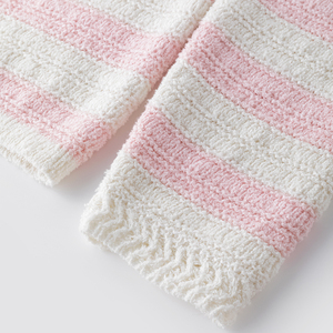 <span class=keywords><strong>Cardigan</strong></span> maglione lavorato a maglia personalizzata con scollo a V in <span class=keywords><strong>cotone</strong></span> 100 cavo a righe rosa e bianche - Product Image 6