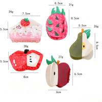 Pince à cheveux polyvalente en acétate motif pomme fraise, color block personnalisé, pour femme