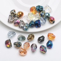 Perles en verre émaillé 8x10mm en forme de crâne, à trou central, à percer, pour bracelets et colliers DIY, thème Halloween