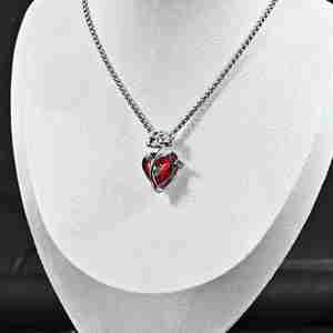 Gothic Rose Red Love Necklace with Dainty Silver Heart Pendant Women's Fashion Rope <b>Chain</b> Jewelry Personalized Wedding Gifts - Product Image 5