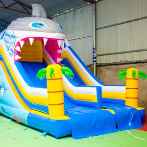 Toboggan aquatique gonflable sur le thème des requins, château gonflable commercial extérieur en PVC pour enfants, taille personnalisée, location pour fêtes, capacité 500 kg - Product Image 5