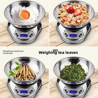 Báscula de Cocina de Acero Inoxidable con Recipiente, 1g de Alta Precisión, Pantalla LCD Digital para Alimentos, Repostería y Cocina