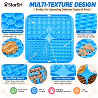 Tapis de léchage pour chien en silicone à ventouse, anti-étouffement, pour alimentation lente, motif nid d'abeille/étoile, carré – Meilleure vente en gros