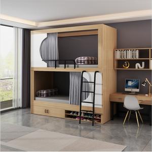 Двухъярусная кровать размера «King-Size» многофункциональная простая бревенчатая капсула для общежития, квартиры, студенческие и школьные отели - Product Image 2