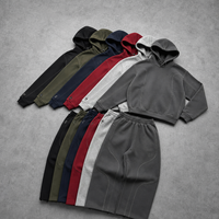 Ensemble streetwear personnalisé pour homme : sweat à capuche épais 100 % coton délavé multicolore avec détails de couture et pantalon de survêtement large – Collection Hiver