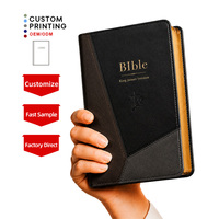 Service d'impression personnalisée en gros OEM, Bible religieuse en cuir PU avec estampage à chaud et bords dorés, pour églises, fourniture en gros, cadeau