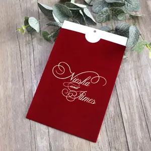 사용자 정의 모노그램 와인 컬러 벨벳 포켓 선물 및 스웨이드 포켓 패키지 봉투