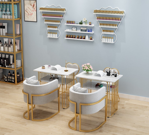 Juego de mesa y sillas de estilo lujoso en mármol - Mesa de maquillaje moderna y sencilla para dos personas - Silla con respaldo - Product Image 6