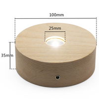 Veilleuse ronde 3D personnalisée moderne socle en bois sculpté en acrylique avec abat-jour jaune blanc lampe de nuit d'ambiance USB en bois d'hévéa pour chambre à coucher