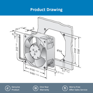 Ventilador de Refrigeración ebm-papst 614NHHR de 60 mm y 24 V CC para Equipos Industriales, Ventilador de Alta Velocidad - Product Image 4