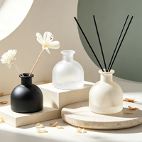 Bouteille diffuseur de parfum en verre rond, vide, noir mat et blanc dépoli, 50ml, 100ml, 150ml, pour diffuseur de roseaux d'ambiance domestique - Vente en gros