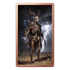 Barre de cuivre « Seigneur de la Mort à cornes de cerf » 10 oz 999 pur, imprimée UV, motif cerf démoniaque sombre, objet de collection fantastique - Product Image 1