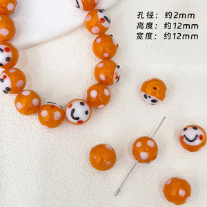 ลูกปัดแก้วลายหน้ายิ้มน่ารัก ลูกปัดการ์ตูนแบบหลวมๆ สำหรับทำสร้อยข้อมือ DIY อุปกรณ์ตกแต่งเครื่องประดับ - Product Image 6
