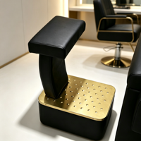 Fauteuil de lavage de luxe pour salon de coiffure, noir et or, avec repose-pieds