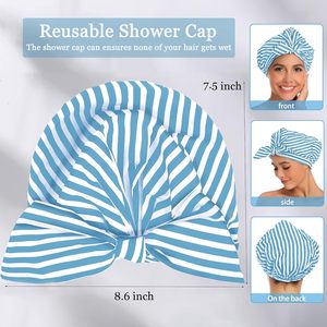 <span class=keywords><strong>Bonnet</strong></span> <span class=keywords><strong>de</strong></span> douche imperméable réutilisable <span class=keywords><strong>de</strong></span> luxe pour femmes aux cheveux longs, <span class=keywords><strong>bonnet</strong></span> <span class=keywords><strong>de</strong></span> <span class=keywords><strong>bain</strong></span> élastique imperméable pour la plage, les affaires, la pêche - Product Image 4