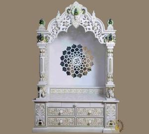 Handcrafted Designer Premium Jaipur Style Marble <b>Mandir</b> with Ornate Carving and Classic Indian Temple Architecture - Product Image 1