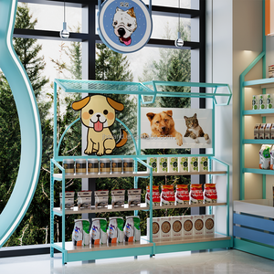 Fábrica lindo diseño comida para mascotas juguetes tienda estantes de exhibición serpiente contador tienda emergente diseño encantador Color azul para mascotas tienda de exhibición - Product Image 1