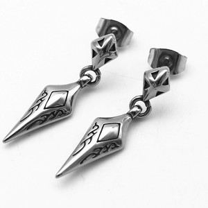 yunnique Tibetan <b>Silver</b> Spike Pendant Earrings Geometric Pattern Design <b>Studs</b> For Unisex Fashion Jewelry - Product Image 5