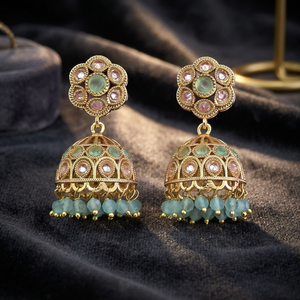 <b>Artificial</b> Antique Jhumki Earrings with Gold Plating Women's Nickel and Lead Free 10 Grams Model 233086 - Product Image 4
