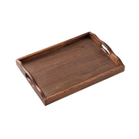 Nampan Sajian Kayu Walnut Persegi Gaya Vintage 27-27.9cm Warna Solid Desain Minimalis Modern