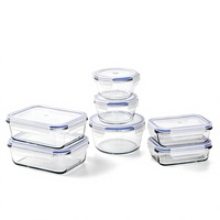 Ensemble de récipients de conservation alimentaire empilables en verre borosilicate de haute qualité, écologiques, hermétiques, compatibles micro-ondes et anti-fuite