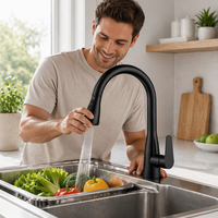 Robinet de cuisine Huagao chaud/froid en laiton chromé avec douchette, moderne, monotrou, à poser sur comptoir, avec capteur tactile et cartouche céramique