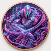 Pièce de monnaie Chevalier blindé en cuivre pur 999 de 1 oz, relief 3D, couleur UV, effet de prouvé, artisanat métallique artistique de guerrier médiéval