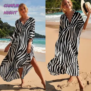 महिलाओं के स्विमसूट कवरअप समुद्र तट कवर अप, पुष्प प्रिंट मैक्सी बिकनी समुद्र तट पोशाक के साथ स्विमवियर के लिए