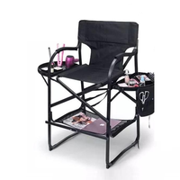 2 tables d'appoint en alliage d'aluminium assis pour salons d'artistes Chaise de camping en plein air Chaise de maquillage Chaise de maquillage pliante pour salons de maison