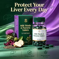 Tablet Permen Herbal Milk Thistle Label Pribadi Campuran Pueraria & Hovenia Tablet Permen Tekan OEM