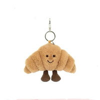 Pendentif Jellycatt en EVA, rembourrage en coton PP, unisexe, 14 ans et plus, étiquette originale, tampon en acier, ours de Barcelone, aubergine, croissant