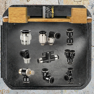 ข้อต่อแบบสัมผัสเดียว สีดำ สำหรับท่อลม พร้อมเกลียว BSPT ทำจากทองเหลืองชุบนิกเกิล - Product Image 3