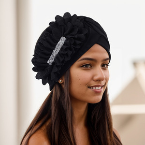 ผ้าโพกหัวมุสลิม HZM-<span class=keywords><strong>26095</strong></span> แบบนุ่ม ระบายอากาศได้ดี สำหรับผู้หญิง ทำจากโพลีเอสเตอร์ ประดับดอกไม้หลากสีสัน - Product Image 1