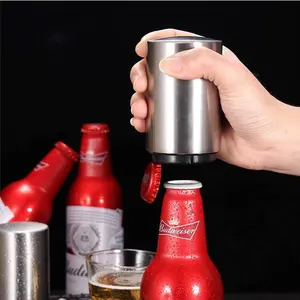 Abridor automático de garrafa de cerveja, abridor de vinho magnético, de aço inoxidável, para cozinha e bar, removedor pop off