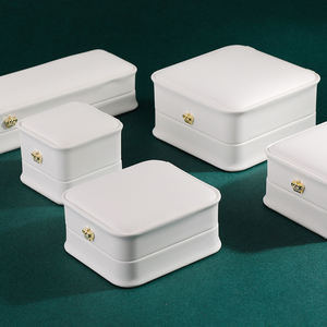 Boîtes de rangement pour bijoux en cuir PU blanc de luxe personnalisées, organisateur de bagues, pendentifs, colliers, bracelets et emballage de coffret cadeau - Product Image 3