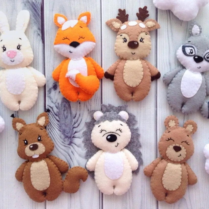 Boneka Hewan Felt, Mainan Hewan Hutan