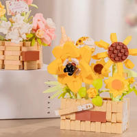 Mini Cesta de Flores 3D Personalizada para Ensamblar, Bloques de Construcción de Plástico, Adorno de Escritorio, Juguete Educativo de Ladrillos para Niños