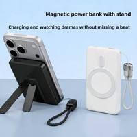 Batterie externe magnétique sans fil 5000 mAh, format slim, avec support pliable, chargeur rapide 22,5 W, câble intégré, OEM ODM