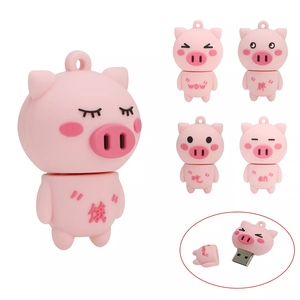 แฟลชไดรฟ์ USB รูปหมูน้อยสีชมพูน่ารักแบบขายส่ง ความจุ 4GB 16GB 32GB 64GB 256GB เมมโมรี่สติ๊ก ของขวัญ - Product Image 1