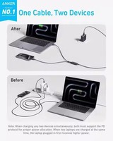 Câble USB C 2-en-1 Anker de bonne qualité, 4 pieds, USB C vers USB C, ultra-résistant, charge rapide 140W max pour iPhone 15